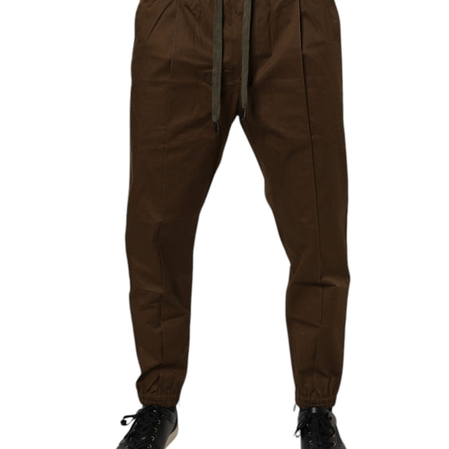 Dolce & Gabbana Brown Cotton Stretch Jogger Sweatpants Pants
