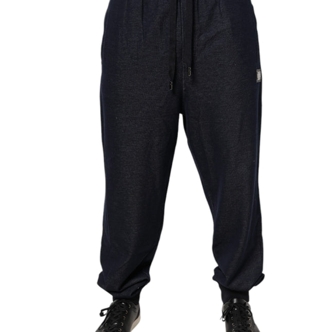 Dolce & Gabbana Black Jacquard Jogger Men Sweatpants Pants