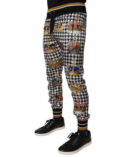 Dolce & Gabbana Multicolor Houndstooth Crown Men Sweatpants Pants