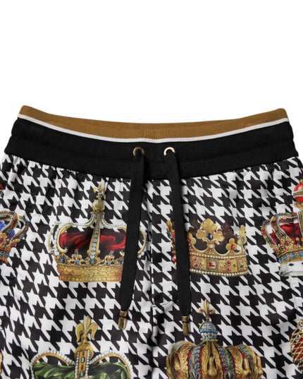 Dolce & Gabbana Multicolor Houndstooth Crown Men Sweatpants Pants