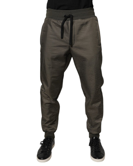 Dolce & Gabbana Brown Lambskin Leather Men Sweatpants Pants