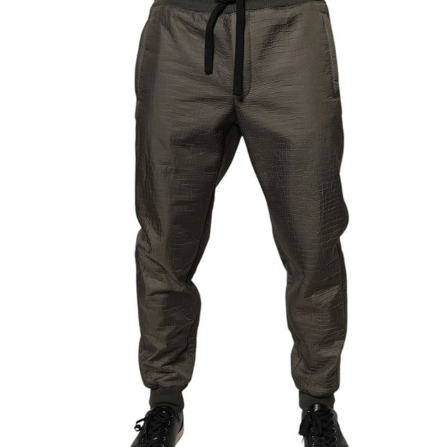 Dolce & Gabbana Brown Lambskin Leather Men Sweatpants Pants