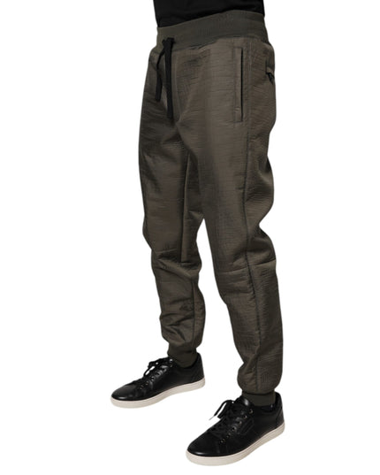 Dolce & Gabbana Brown Lambskin Leather Men Sweatpants Pants