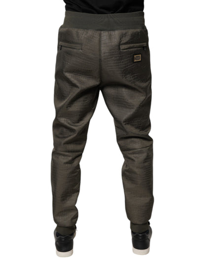 Dolce & Gabbana Brown Lambskin Leather Men Sweatpants Pants