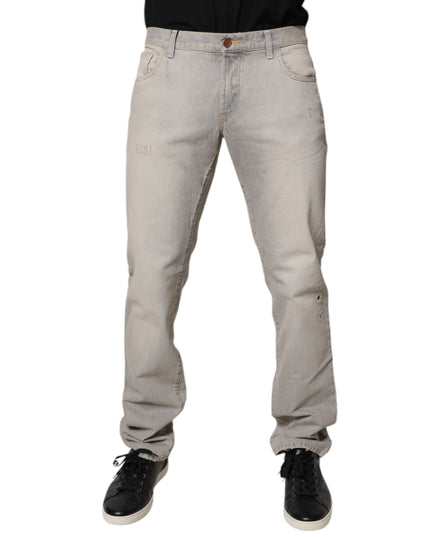 Dolce & Gabbana Light Gray Cotton Skinny Denim Jeans