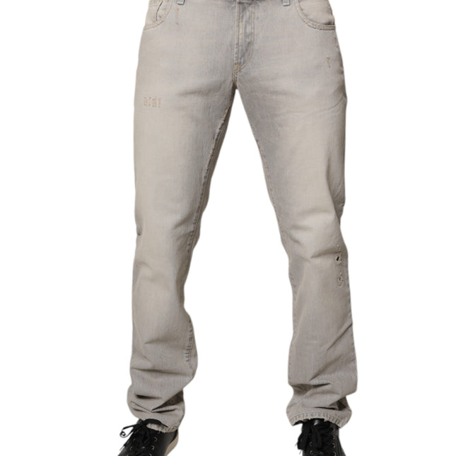 Dolce & Gabbana Light Gray Cotton Skinny Denim Jeans