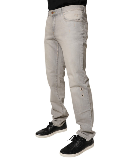 Dolce & Gabbana Light Gray Cotton Skinny Denim Jeans