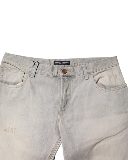 Dolce & Gabbana Light Gray Cotton Skinny Denim Jeans