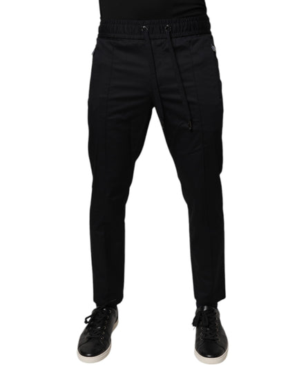 Dolce & Gabbana Dark Blue Cotton Men Jogger Sweatpants Pants