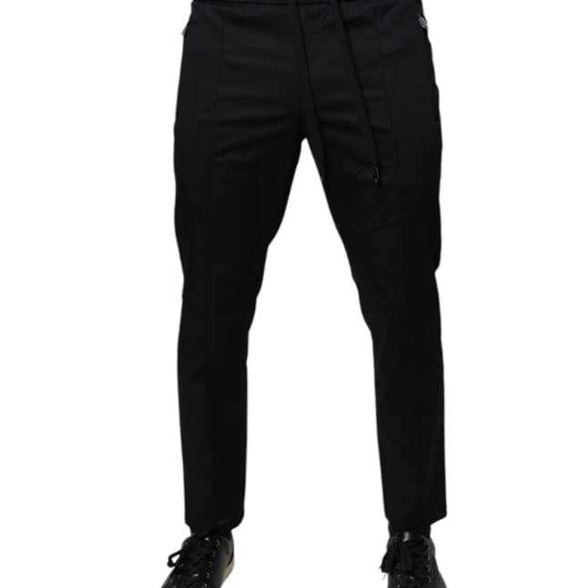 Dolce & Gabbana Dark Blue Cotton Men Jogger Sweatpants Pants