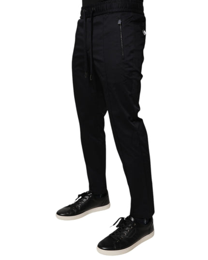 Dolce & Gabbana Dark Blue Cotton Men Jogger Sweatpants Pants