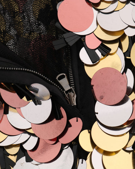 Dolce & Gabbana Gold Sequined Peplum High Waist Skirt