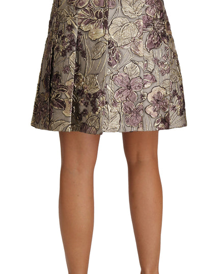 Dolce & Gabbana A-Line Mini Floral Print Jaquard Skirt