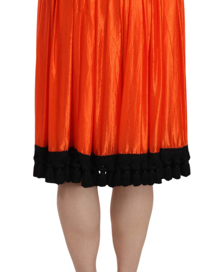 Dolce & Gabbana Orange High Waist Knee Length Skirt