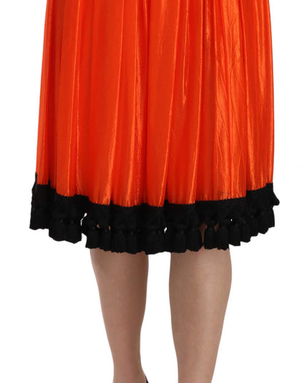 Dolce & Gabbana Orange High Waist Knee Length Skirt