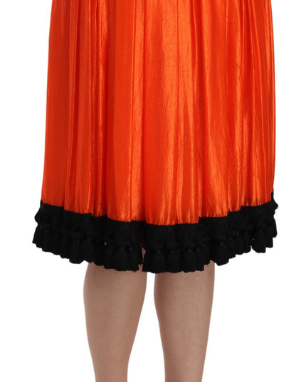 Dolce & Gabbana Orange High Waist Knee Length Skirt