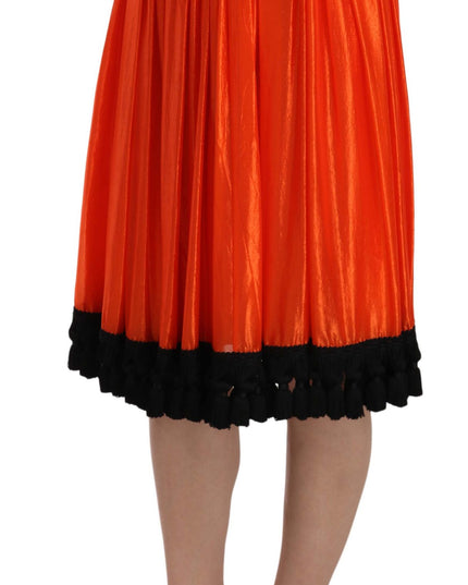 Dolce & Gabbana Orange High Waist Knee Length Skirt