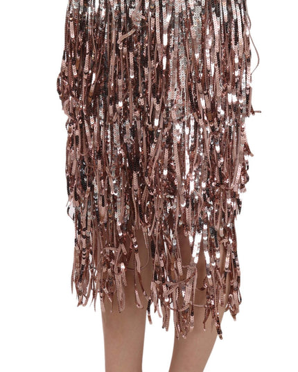Dolce & Gabbana Sequin Embellished Fringe Midi Pencil Skirt