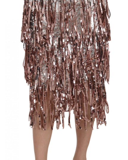 Dolce & Gabbana Sequin Embellished Fringe Midi Pencil Skirt