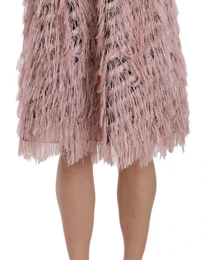 Dolce & Gabbana Pink Gold Fringe Metallic Pencil A-line Skirt