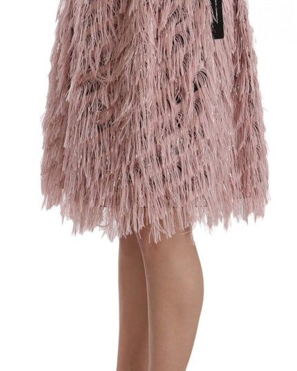 Dolce & Gabbana Pink Gold Fringe Metallic Pencil A-line Skirt
