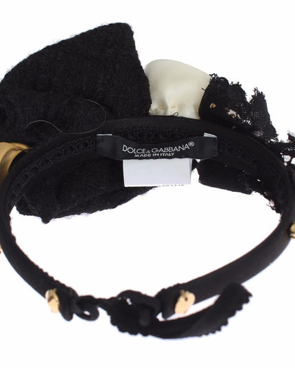 Dolce & Gabbana Diadem Headband Tiara White Rose Crystal Hair Gold