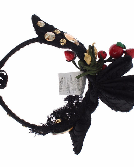Dolce & Gabbana Diadem Headband Tiara Berry Fruit Crystal Bow Hair