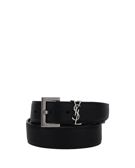 Saint Laurent Black Calf Leather Bos Taurus Regular Belt