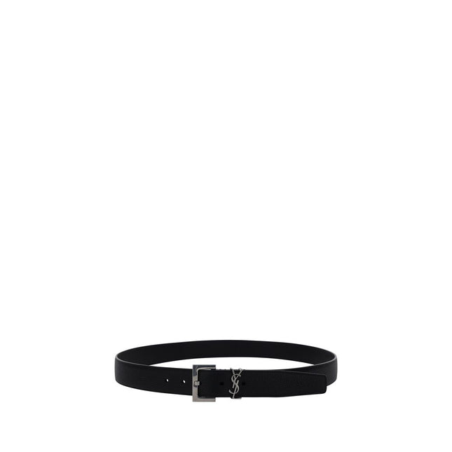 Saint Laurent Black Calf Leather Bos Taurus Regular Belt