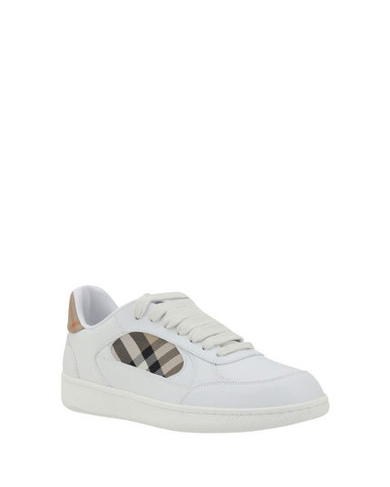 Burberry White Calf Leather Bos Taurus Low Top Sneakers