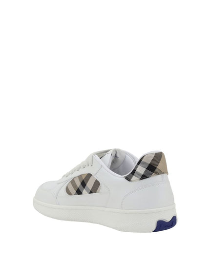 Burberry White Calf Leather Bos Taurus Low Top Sneakers