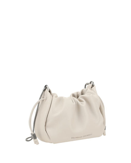 Brunello Cucinelli Beige Calf Leather Bos Taurus Shoulder Bag