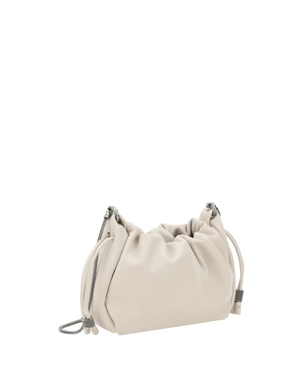 Brunello Cucinelli Beige Calf Leather Bos Taurus Shoulder Bag