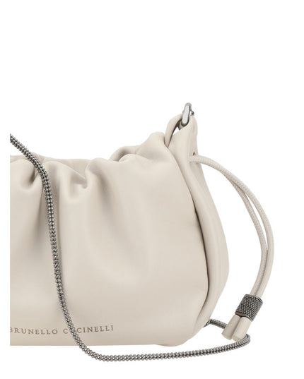Brunello Cucinelli Beige Calf Leather Bos Taurus Shoulder Bag