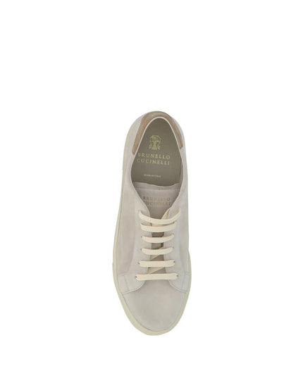 Brunello Cucinelli Cream White Leather Sneakers