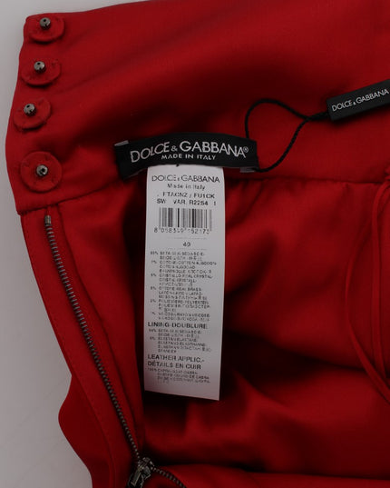 Dolce & Gabbana Red Silk Crystal Roses Shorts