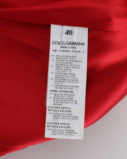 Dolce & Gabbana Red Silk Crystal Roses Shorts