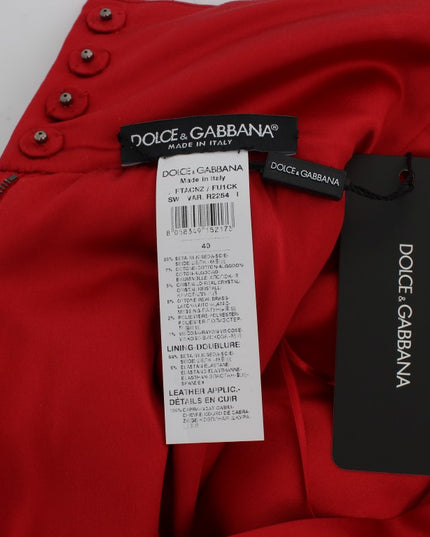 Dolce & Gabbana Red Silk Crystal Roses Shorts