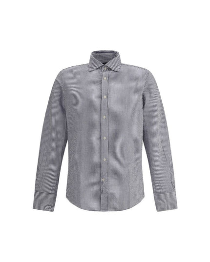 Deperlu Blue Cotton Pattern Shirt