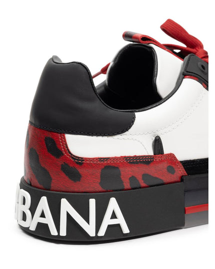 Dolce & Gabbana Black And White Leather Low Top Sneakers
