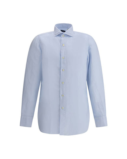 Finamore Light Blue Linen Dress Shirt