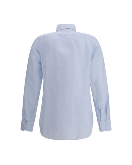 Finamore Light Blue Linen Dress Shirt
