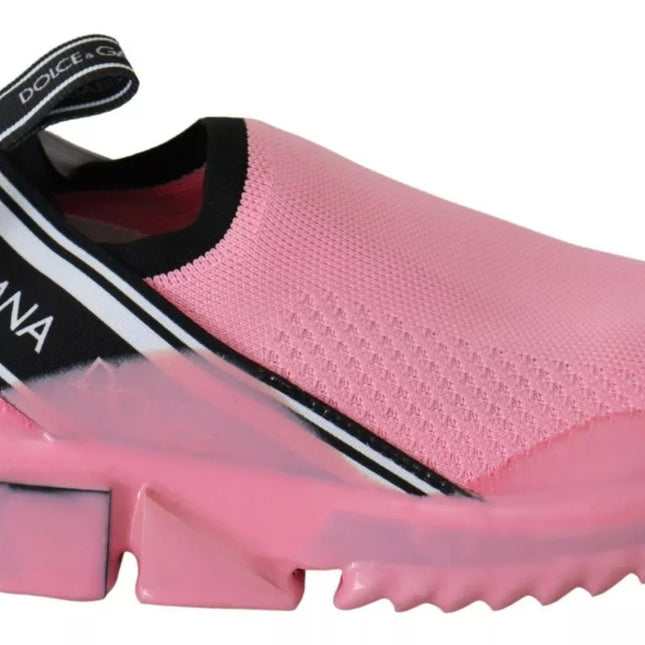 Dolce & Gabbana Pink Low Top Sorrento Sneakers Slip On Casual Shoes