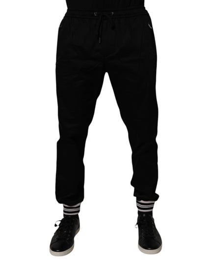 Dolce & Gabbana Black Cotton Stretch Jogger Sweatpants Pants