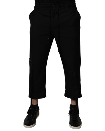 Dolce & Gabbana Black Polyester Men Cropped Pants