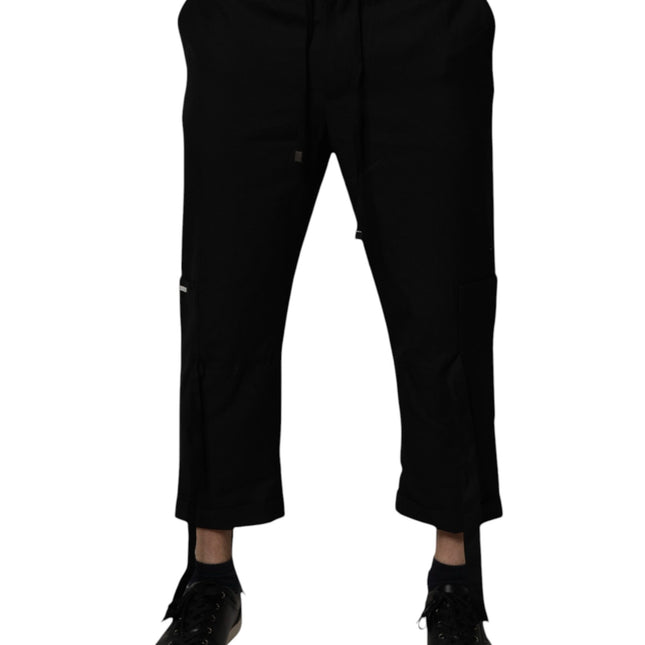 Dolce & Gabbana Black Polyester Men Cropped Pants