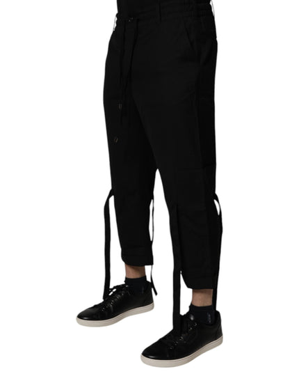 Dolce & Gabbana Black Polyester Men Cropped Pants