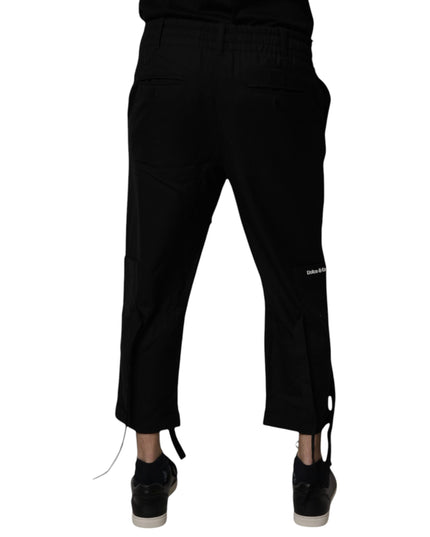 Dolce & Gabbana Black Polyester Men Cropped Pants