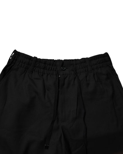 Dolce & Gabbana Black Polyester Men Cropped Pants