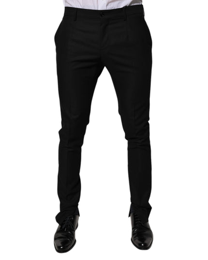 Dolce & Gabbana Black Virgin Wool MenSkinny Dress Formal Pants